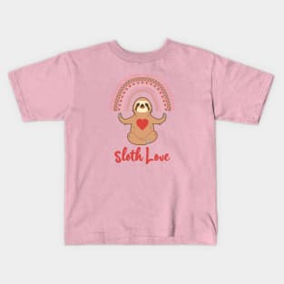 Sloth Love Heart Spirit Animal I Love Sloths Kids T-Shirt